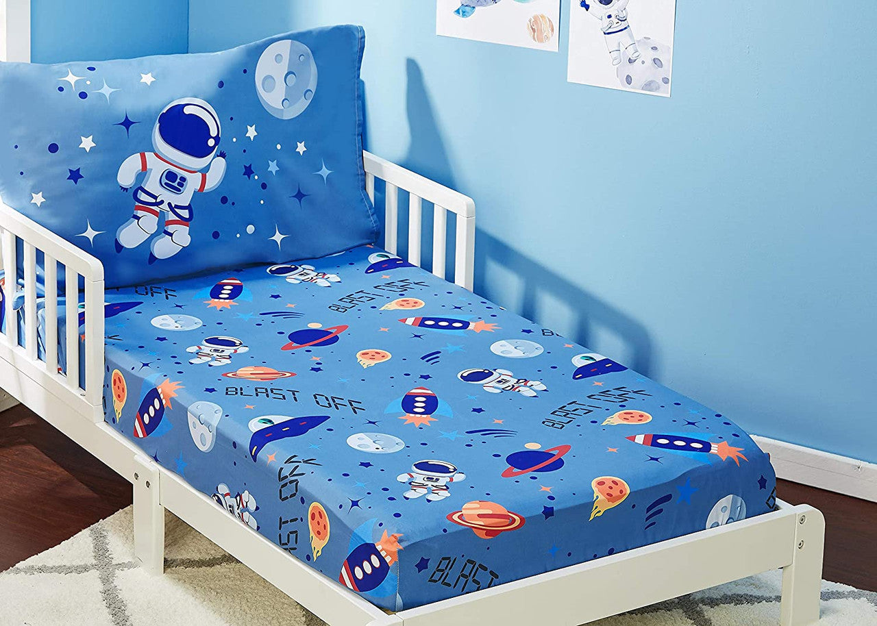 Everyday Kids 2 Piece Toddler Sheet Set - Outer Space Adventures