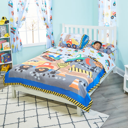 Everyday Kids 4 Piece Construction Bedding Set - Bundle