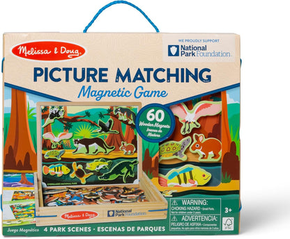 Melissa & Doug National Parks Wooden Picture Matching Magnetic Game, Animal Magnets Activity Toy for Kids Ages 3+