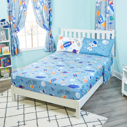 Everyday Kids Blast Off in Outer Space 3PC Twin Size Bed Sheet Set
