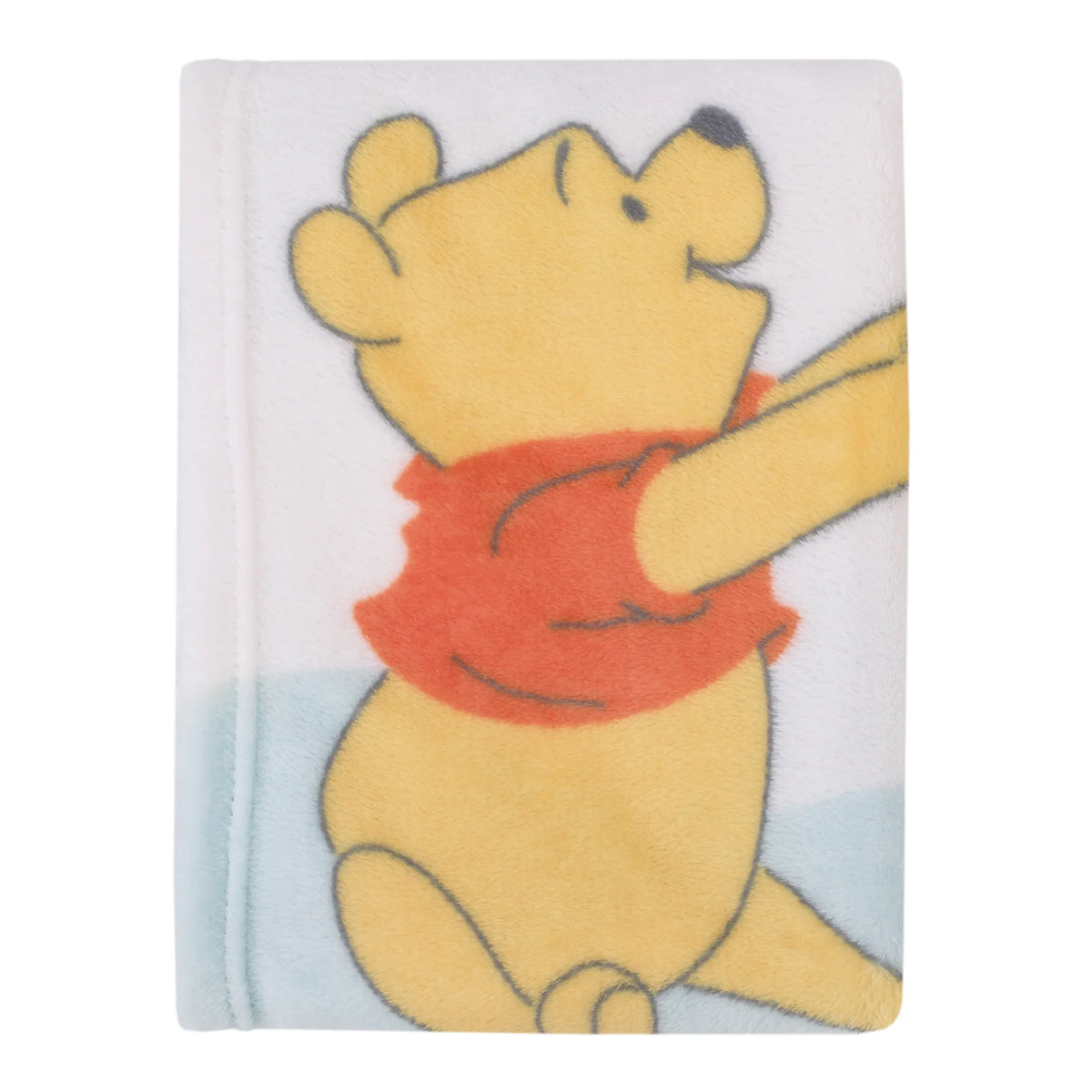 Disney Winnie the Pooh "Too Cute to Bear!" Photo Op Baby Blanket, 30 x 40 Inches, White and Blue