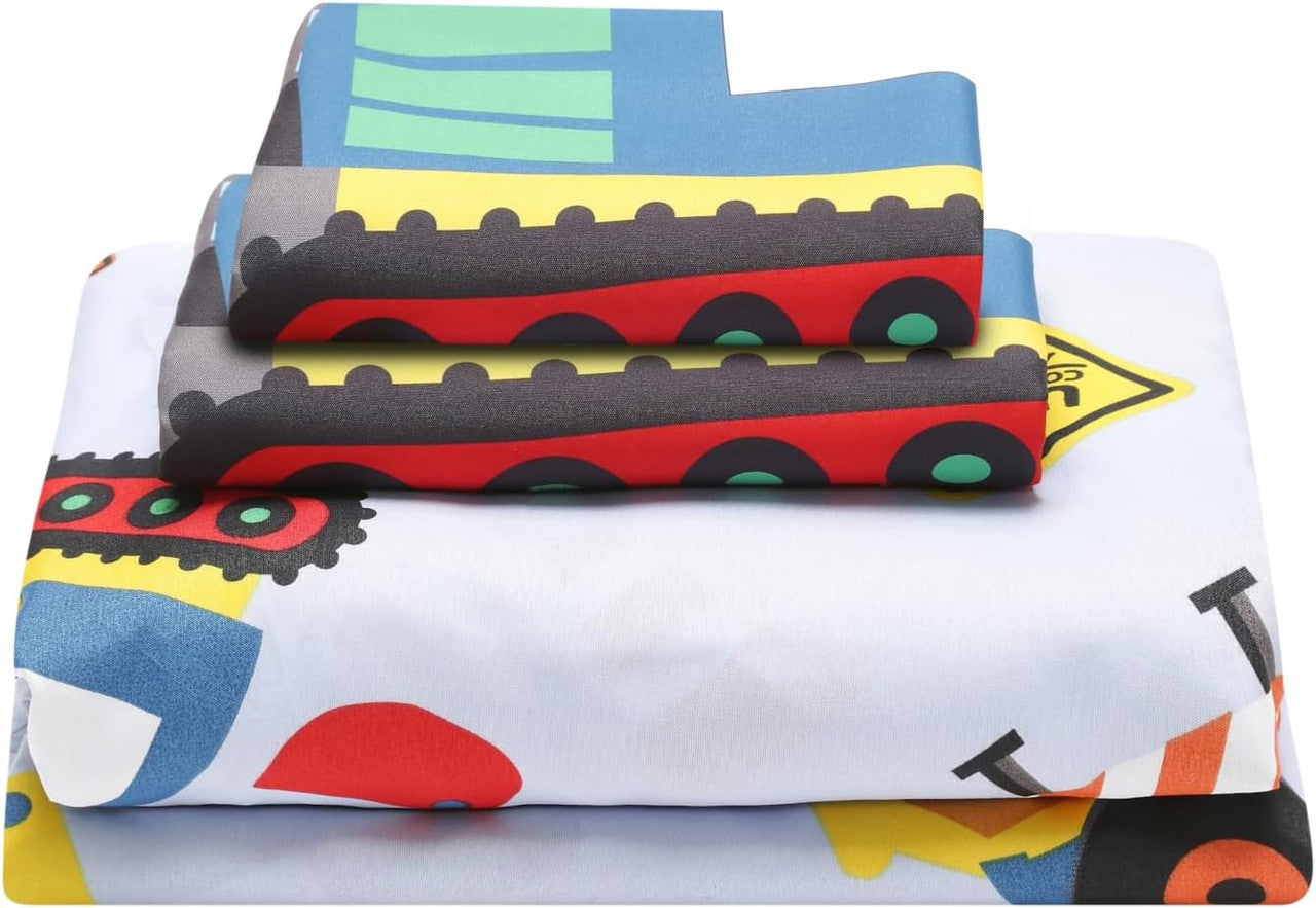 Everyday Kids Under Construction 4PC Full Size Bed Sheet Set