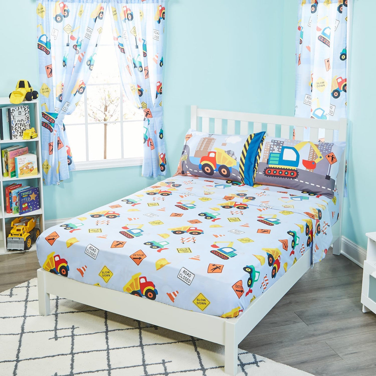 Everyday Kids Under Construction 4PC Full Size Bed Sheet Set