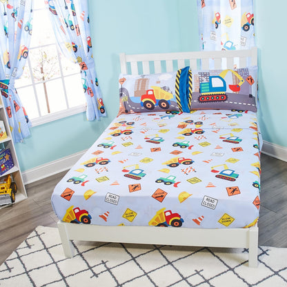 Everyday Kids Under Construction 4PC Full Size Bed Sheet Set