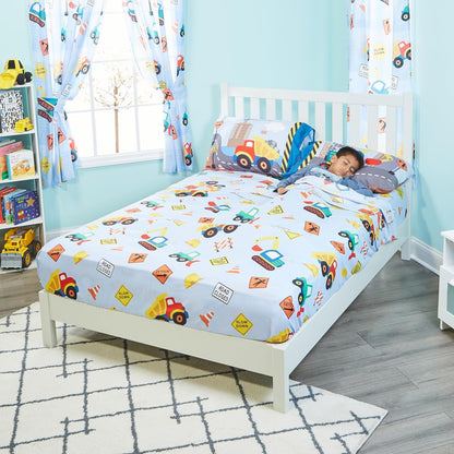 Everyday Kids Under Construction 4PC Full Size Bed Sheet Set