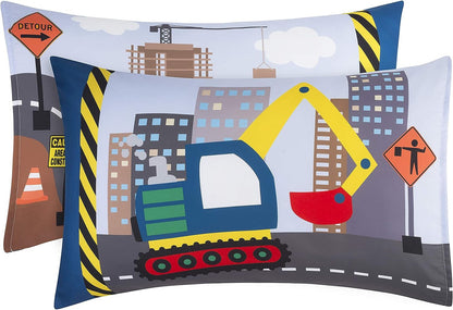 Everyday Kids Under Construction 4PC Full Size Bed Sheet Set