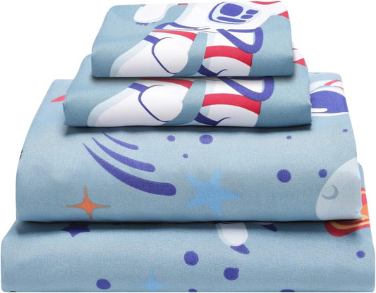 Everyday Kids Blast Off in Outer Space 4PC Full Size Bed Sheet Set