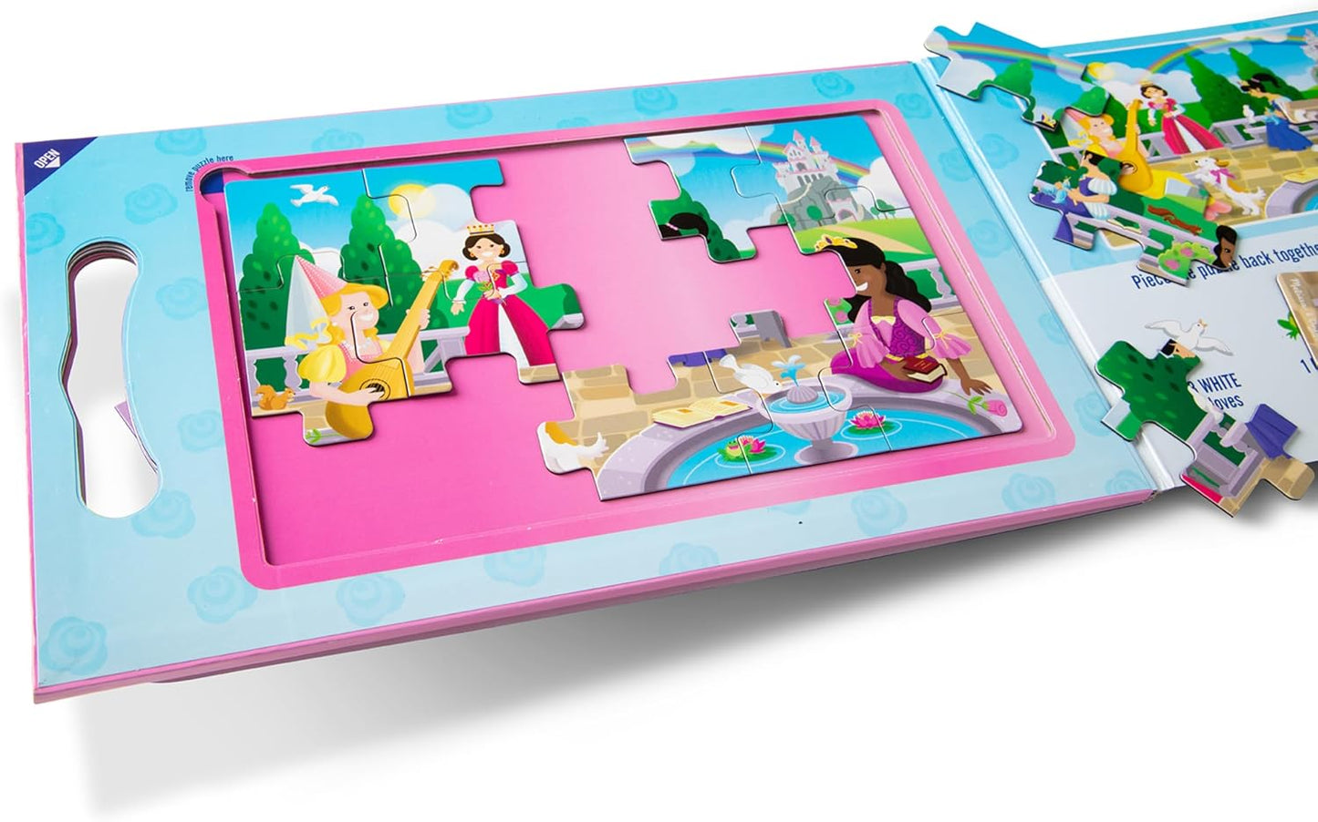 Melissa & Doug Take-Along Magnetic Jigsaw Puzzle Set – Princesses, 2x15 Pieces, Travel Activity Toy for Kids Ages 3+