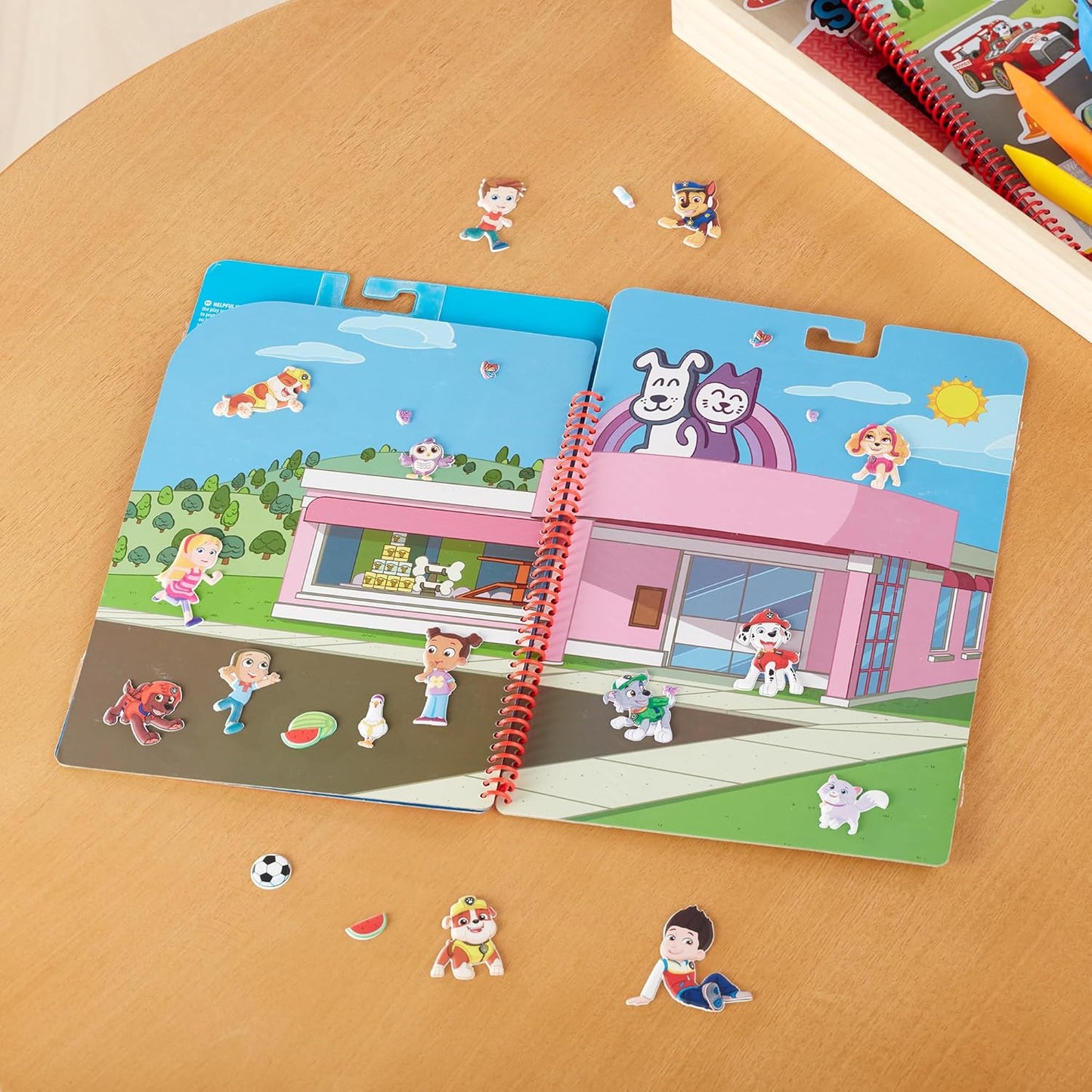 Melissa & Doug PAW Patrol Restickable Puffy Stickers Adventure Bay Play Set, Reusable Sticker Activity Toy for Kids