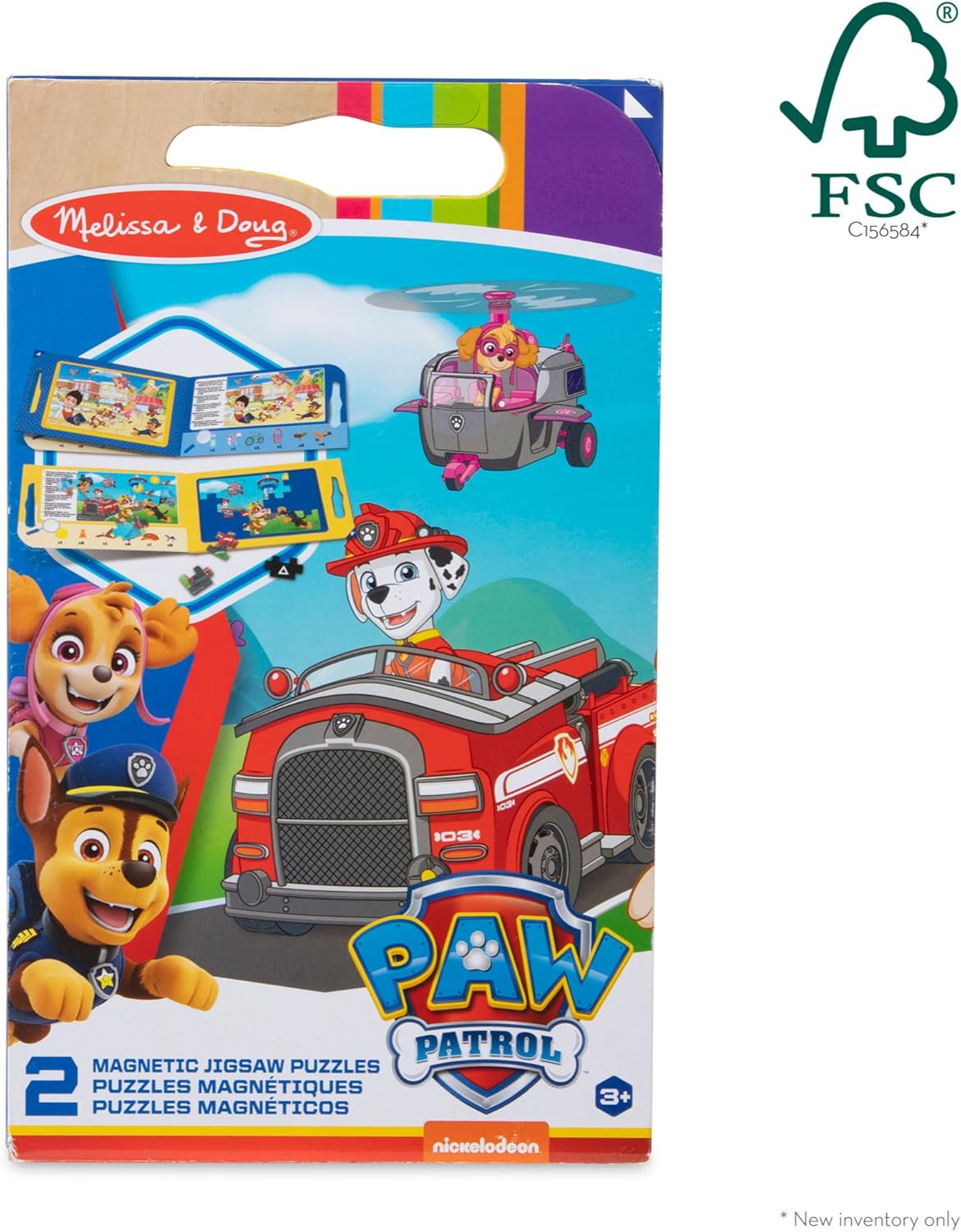 Melissa & Doug PAW Patrol Take-Along Magnetic Jigsaw Puzzle Set, 2 x 15 Pieces, Travel Activity Toy for Kids Ages 3+