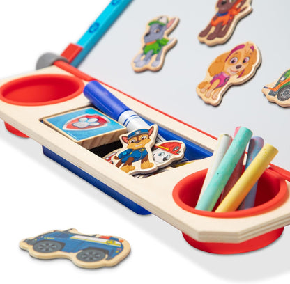 Melissa & Doug PAW Patrol Wooden Double-Sided Tabletop Art Center Easel, 33 Pieces, Art & Drawing Activity Toy for Kids Ages 3+