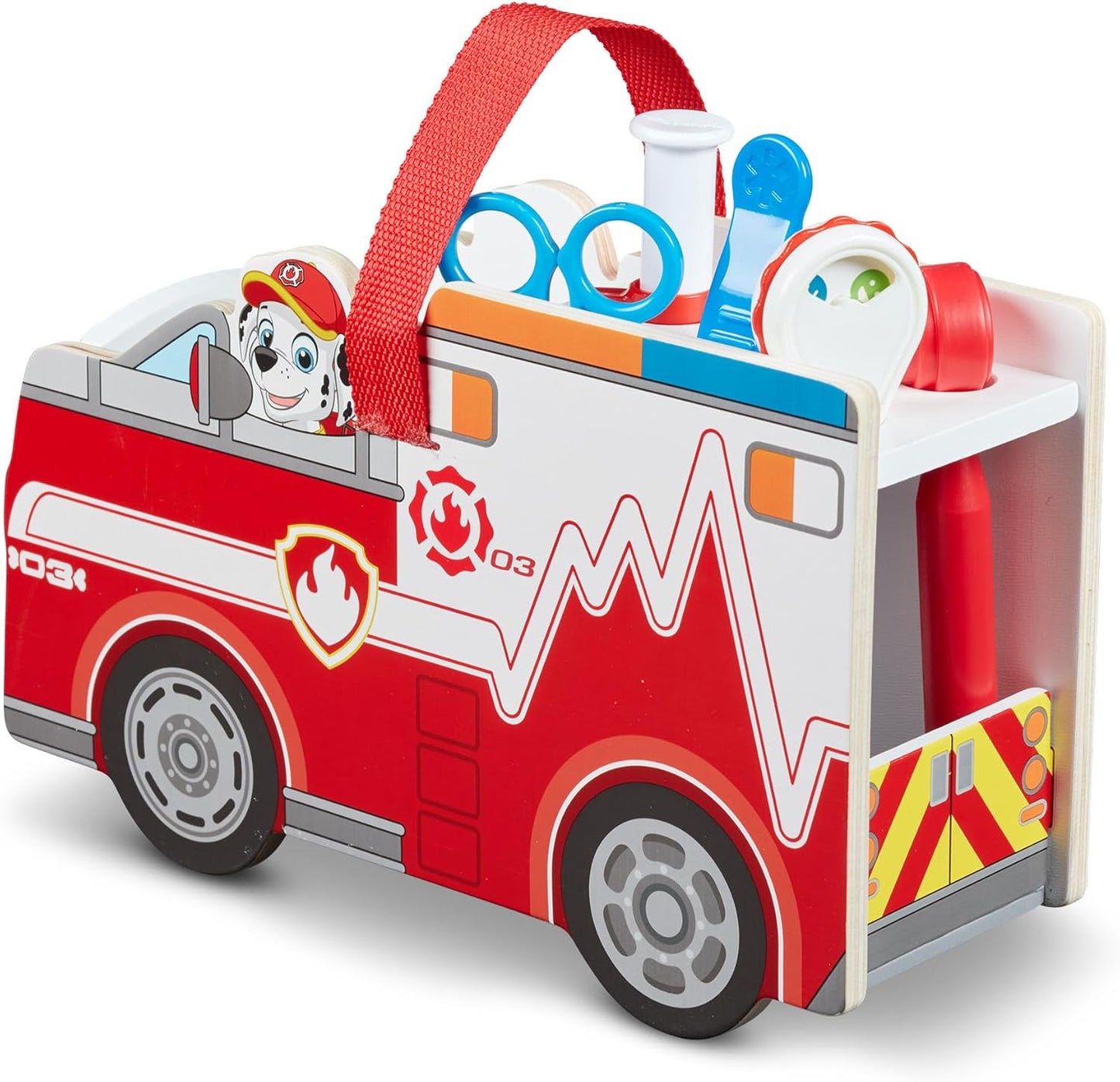 Melissa & Doug PAW Patrol Marshall’s Wooden Rescue EMT Caddy, 14-Piece Pretend Play Doctor & Rescue Toy Set