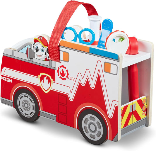 Melissa & Doug PAW Patrol Marshall’s Wooden Rescue EMT Caddy, 14-Piece Pretend Play Doctor & Rescue Toy Set