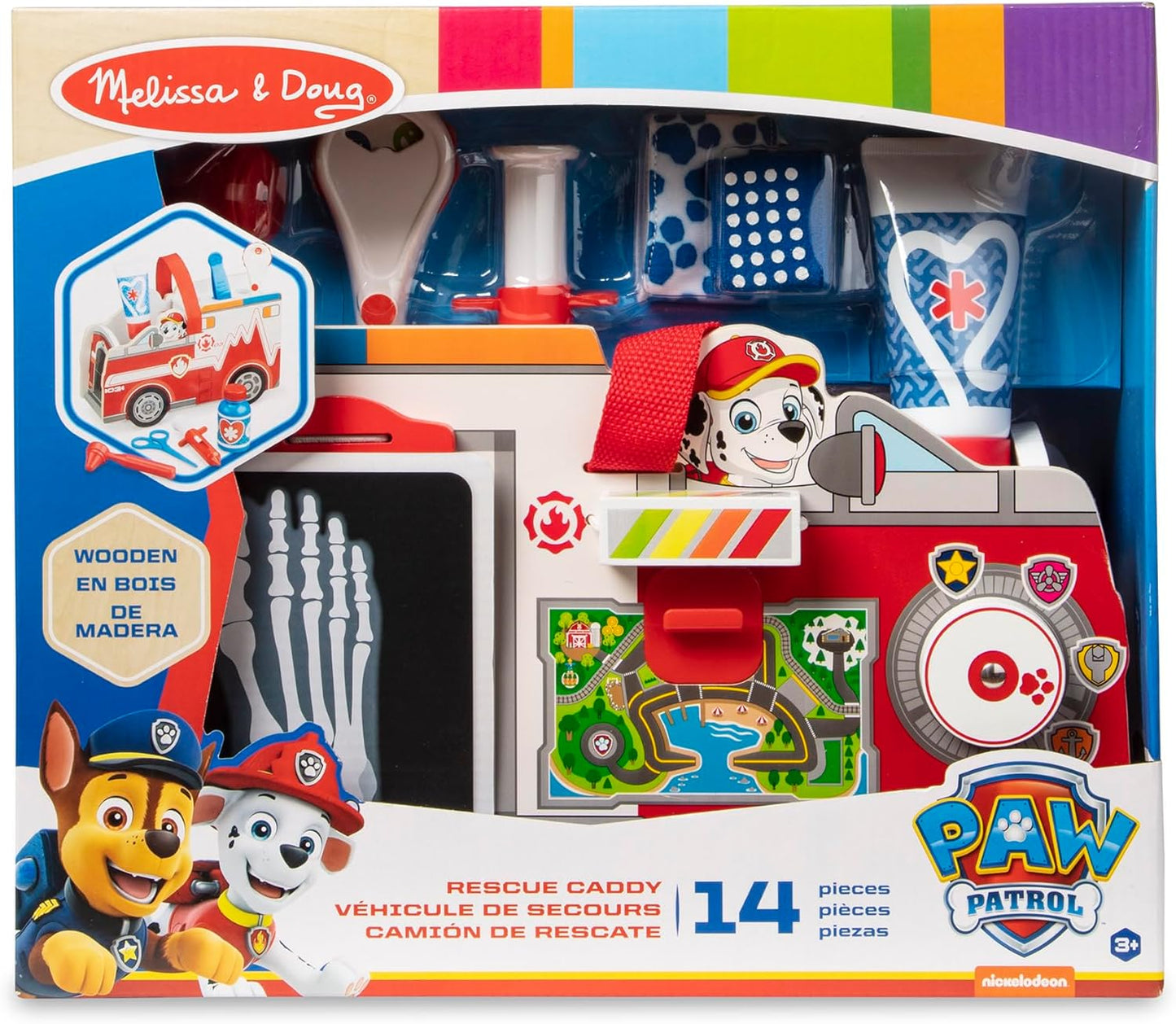 Melissa & Doug PAW Patrol Marshall’s Wooden Rescue EMT Caddy, 14-Piece Pretend Play Doctor & Rescue Toy Set