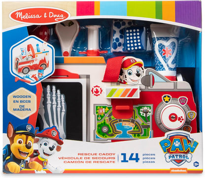 Melissa & Doug PAW Patrol Marshall’s Wooden Rescue EMT Caddy, 14-Piece Pretend Play Doctor & Rescue Toy Set