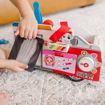 Melissa & Doug PAW Patrol Marshall’s Wooden Rescue EMT Caddy, 14-Piece Pretend Play Doctor & Rescue Toy Set