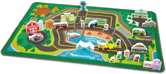 Melissa & Doug PAW Patrol Adventure Bay Activity Rug, 22-Piece Town Play Mat with Wooden Vehicles & Figures for Kids Ages 3+