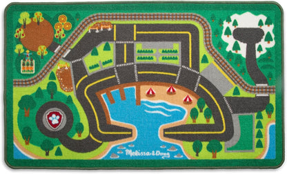 Melissa & Doug PAW Patrol Adventure Bay Activity Rug, 22-Piece Town Play Mat with Wooden Vehicles & Figures for Kids Ages 3+