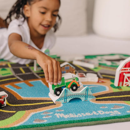 Melissa & Doug PAW Patrol Adventure Bay Activity Rug, 22-Piece Town Play Mat with Wooden Vehicles & Figures for Kids Ages 3+