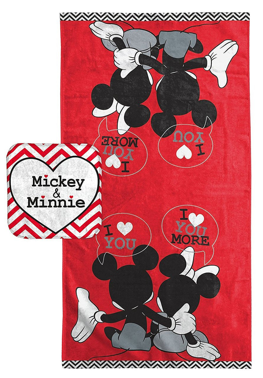 Mickey/Minnie Mouse "Luv U More" 2-Piece Bath Set