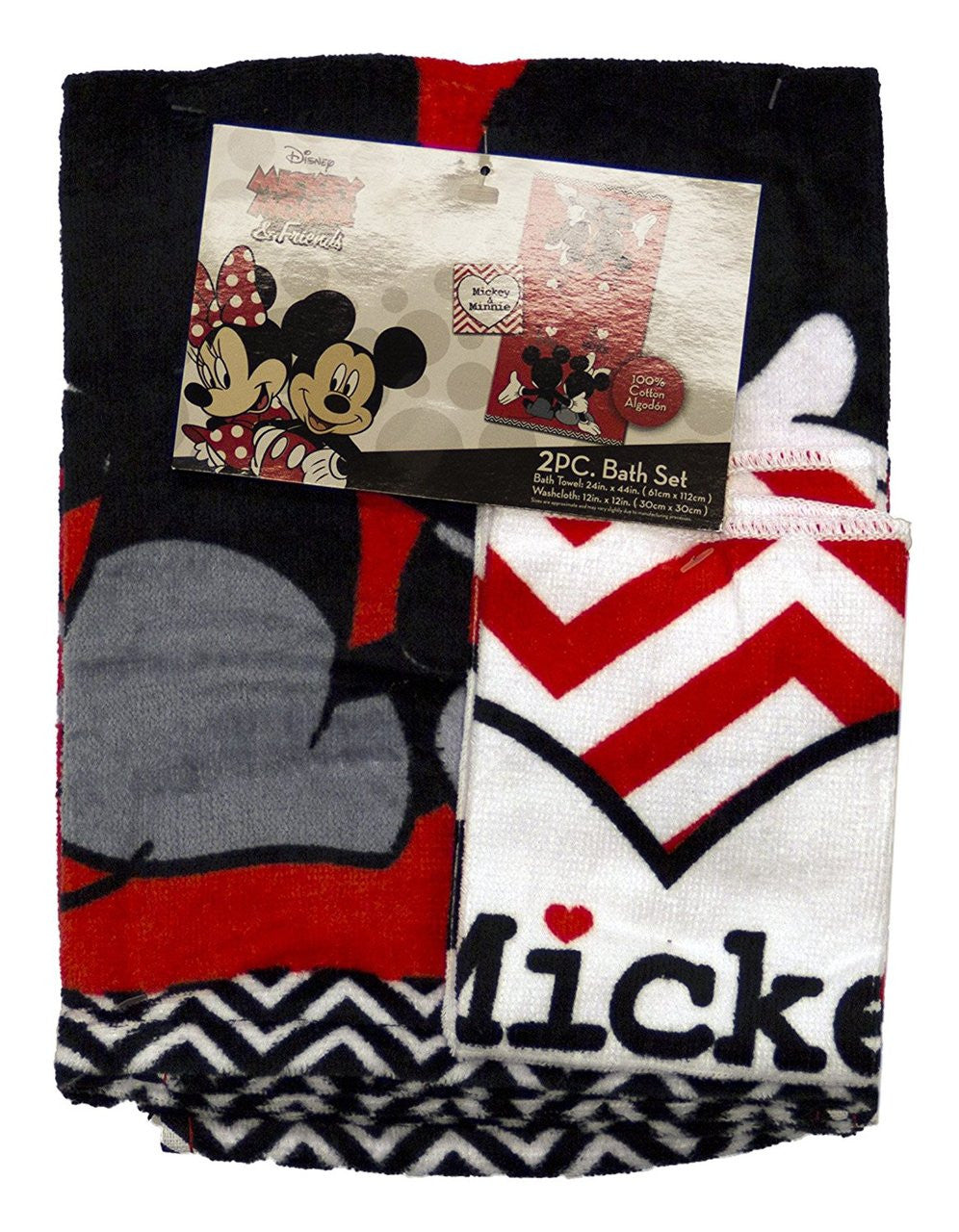 Mickey/Minnie Mouse "Luv U More" 2-Piece Bath Set