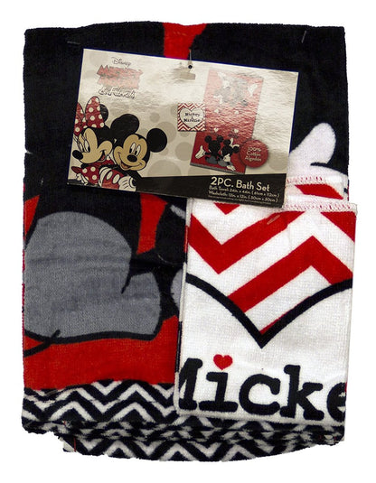Mickey/Minnie Mouse "Luv U More" 2-Piece Bath Set