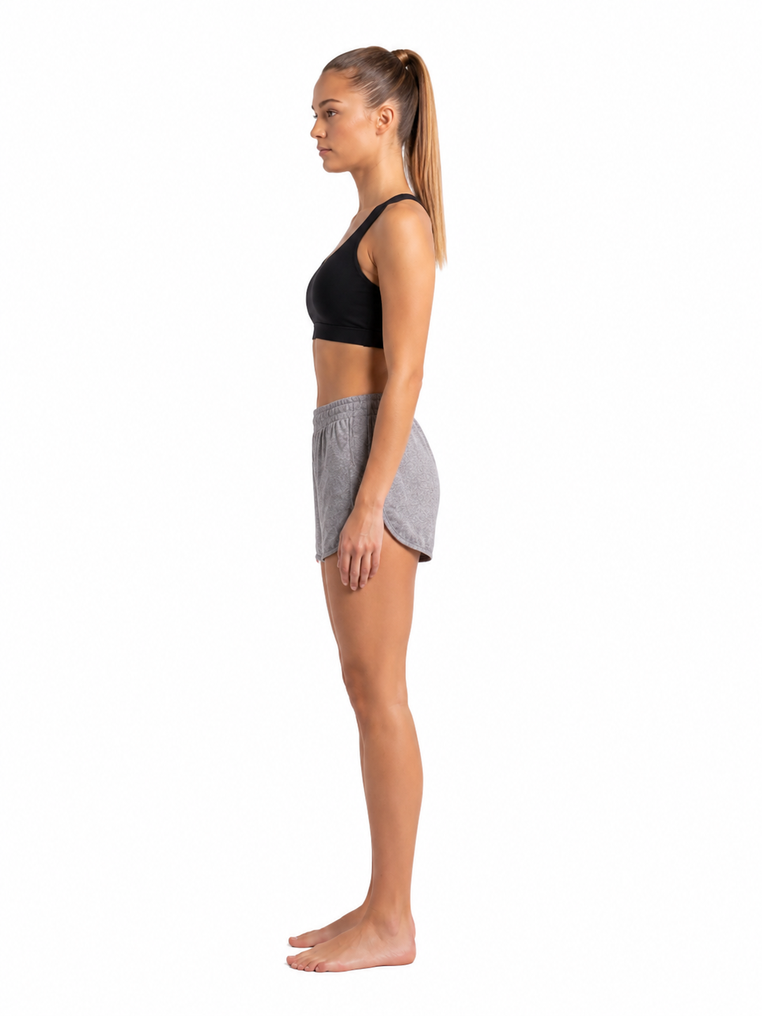 New York Laundry Women's 3-Inch Running Shorts with Drawstring Waistband and Pockets, Heather Grey