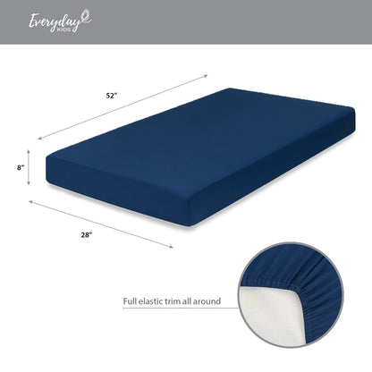 Everyday Kids 2-Pack Fitted Crib Sheets - White/Navy