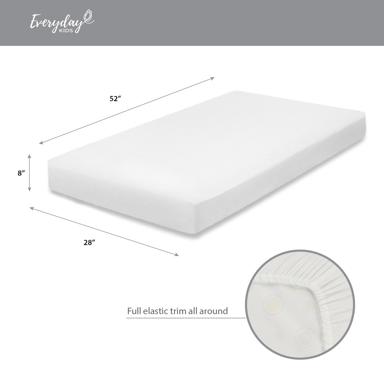 Everyday Kids Fitted Crib Sheet - White