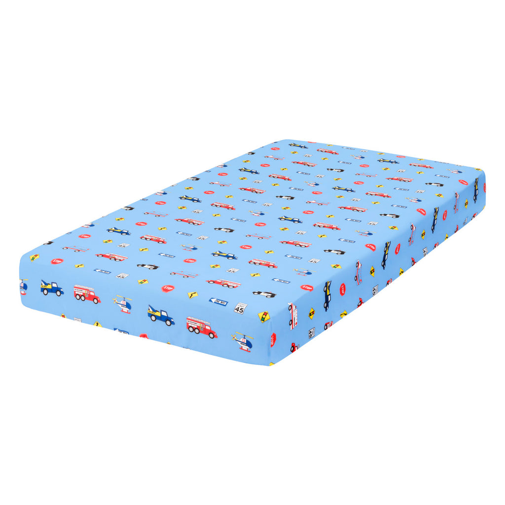 Everyday Kids 2 Pack Fitted Boys Crib Sheet - Rescue/Blue
