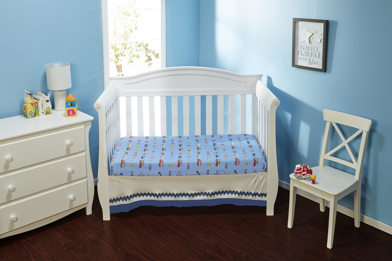 Everyday Kids Fitted Crib Sheet - Police, Fire and Rescue