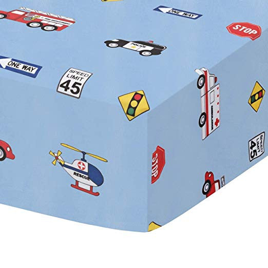 Everyday Kids Fitted Crib Sheet - Police, Fire and Rescue