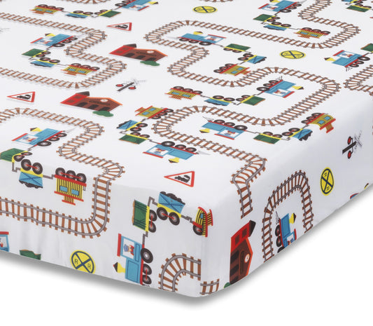 Everyday Kids Fitted Crib Sheet - Choo Choo Train