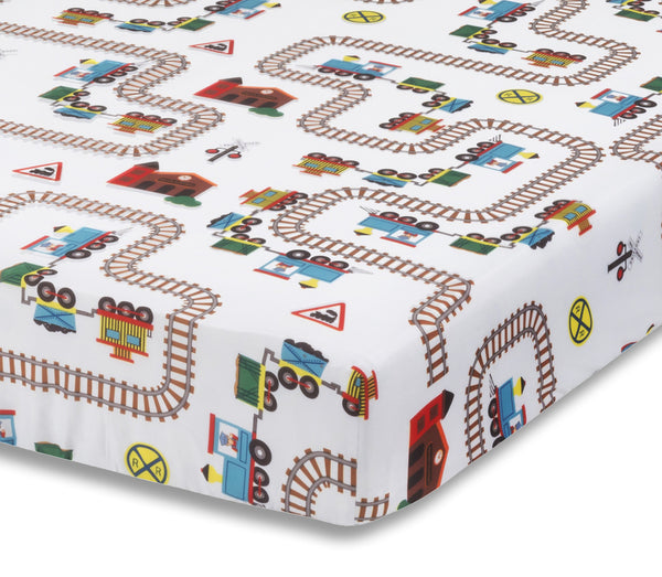 Everyday Kids Fitted Crib Sheet - Choo Choo Train