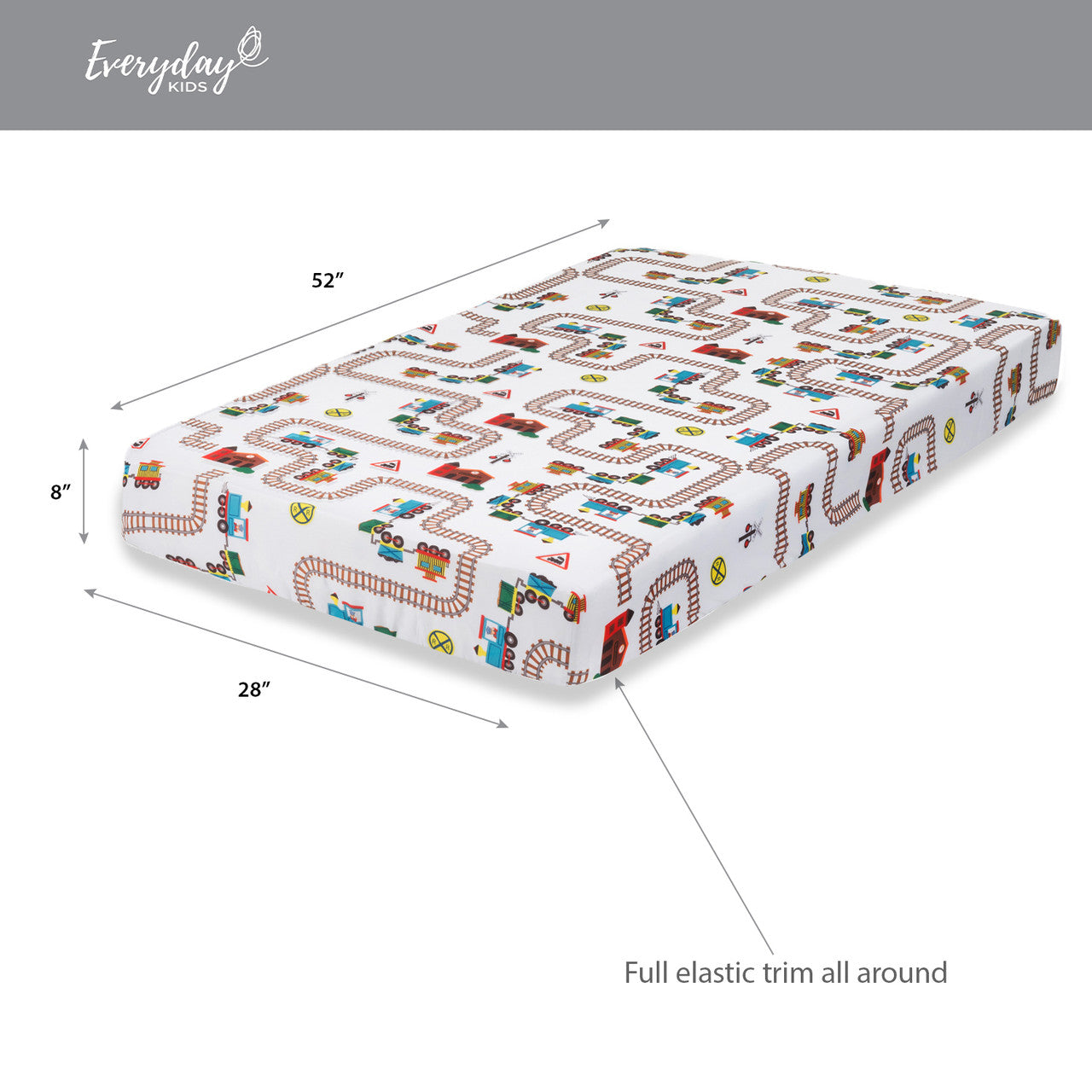 Everyday Kids Fitted Crib Sheet - Choo Choo Train