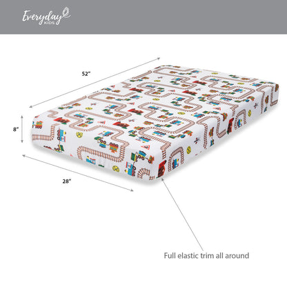 Everyday Kids Fitted Crib Sheet - Choo Choo Train