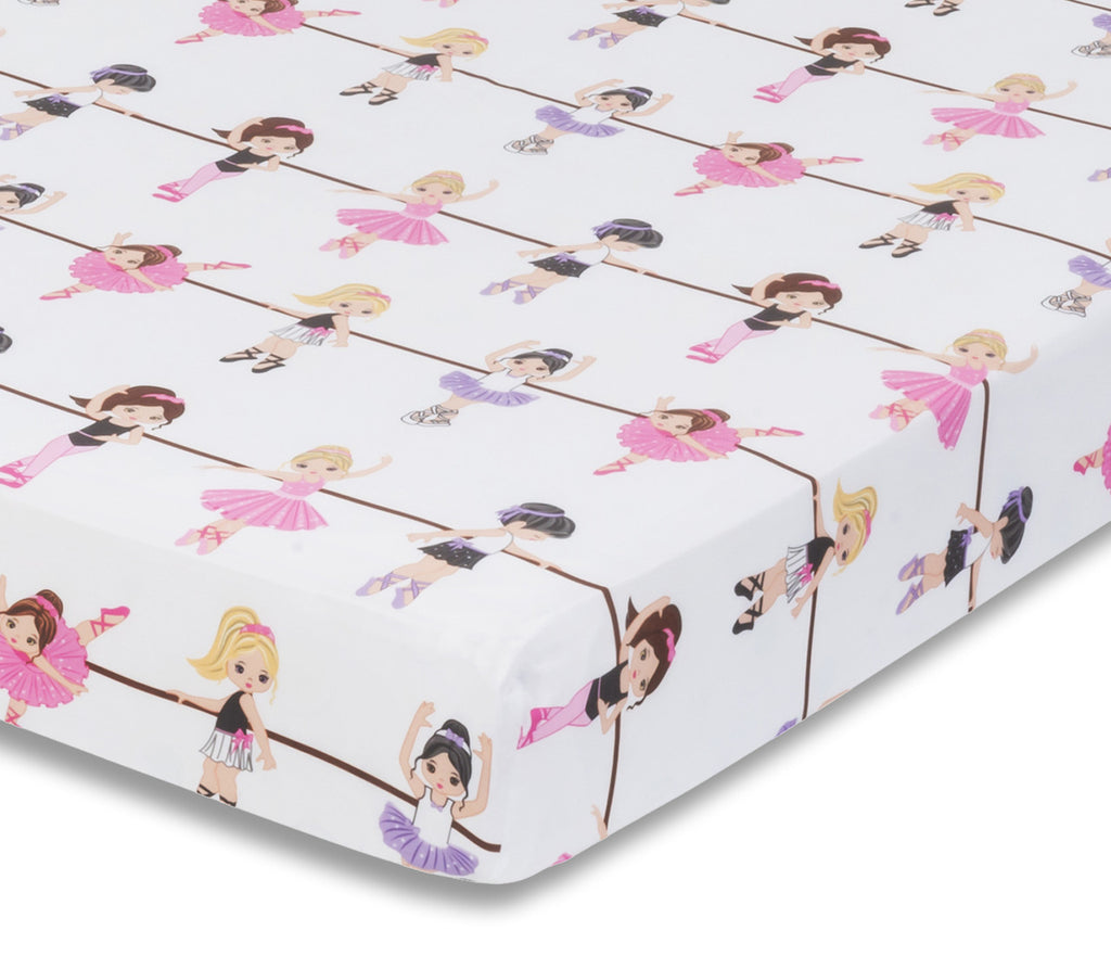 Everyday Kids Fitted Crib Sheet - Born to Dance Ballerina