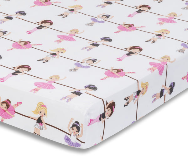 Everyday Kids Fitted Crib Sheet - Born to Dance Ballerina