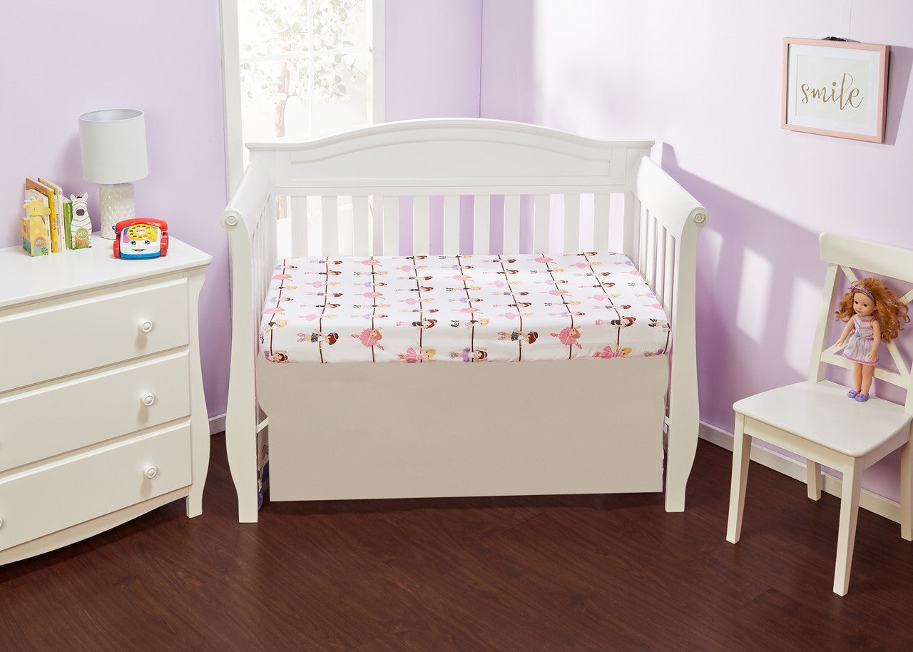 Everyday Kids Fitted Crib Sheet - Born to Dance Ballerina