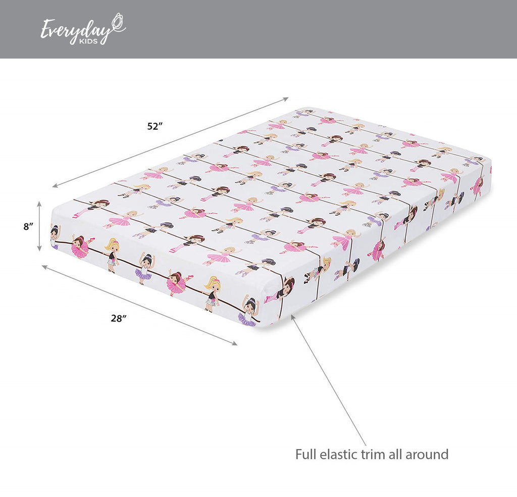 Everyday Kids Fitted Crib Sheet - Born to Dance Ballerina