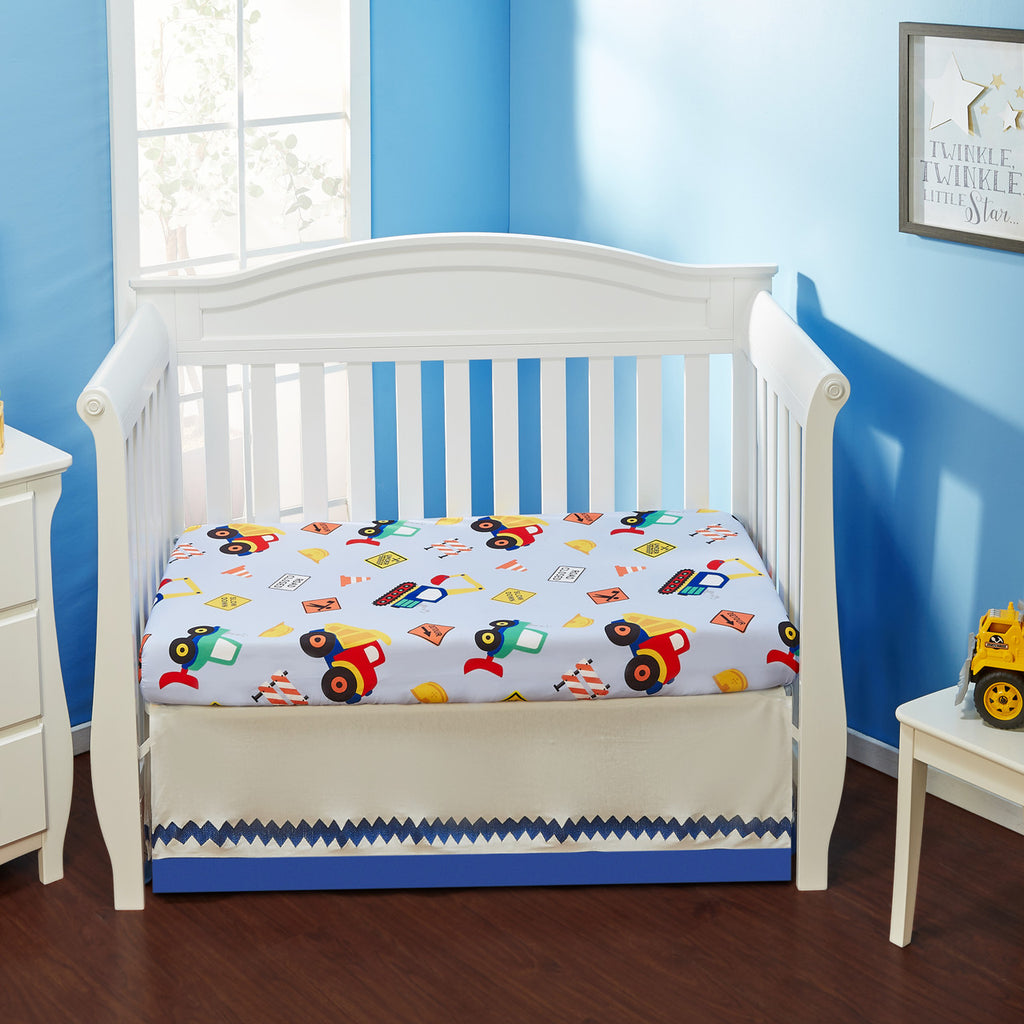 EVERYDAY KIDS Baby Boy Fitted Crib Sheet - Under Construction