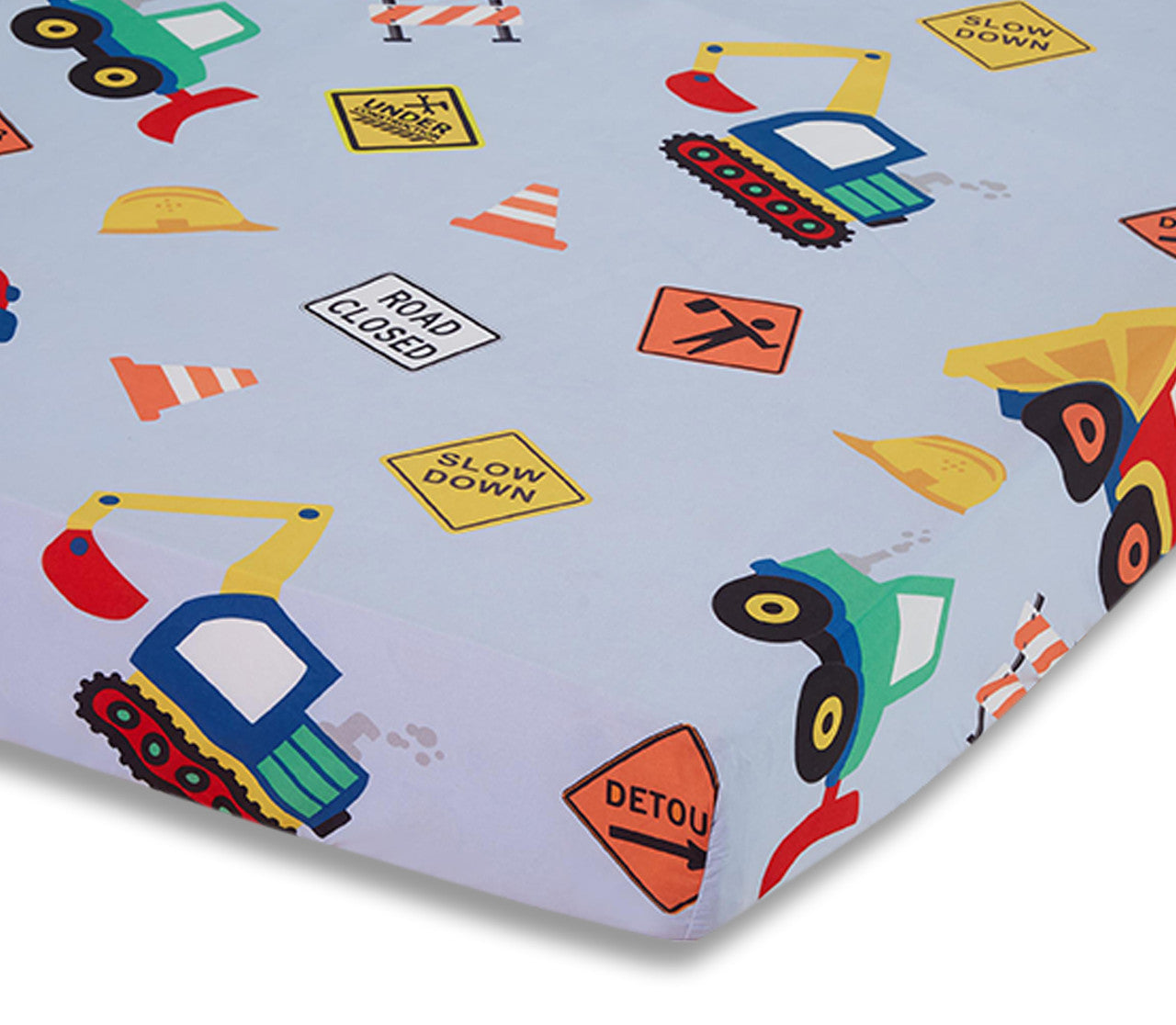 EVERYDAY KIDS Baby Boy Fitted Crib Sheet - Under Construction