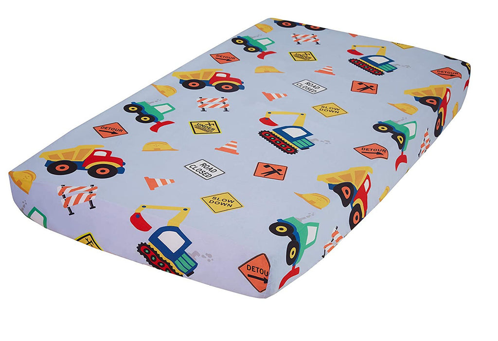 EVERYDAY KIDS Baby Boy Fitted Crib Sheet - Under Construction
