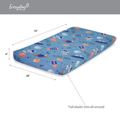 EVERYDAY KIDS 2-Pack Fitted Boys Crib Sheet - Space/White