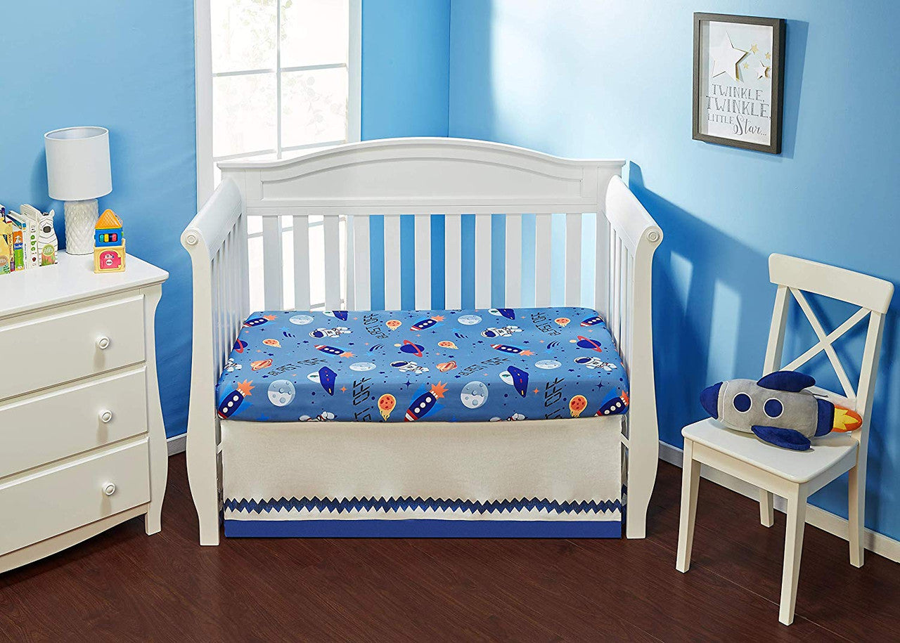 EVERYDAY KIDS Fitted Crib Sheet - Outerspace Adventures