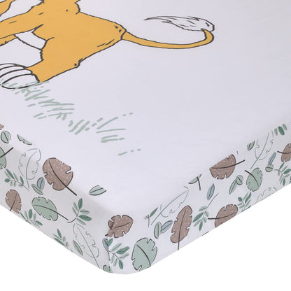 Disney The Lion King Simba "Future King" Photo Op Fitted Crib Sheet, White and Sage Green