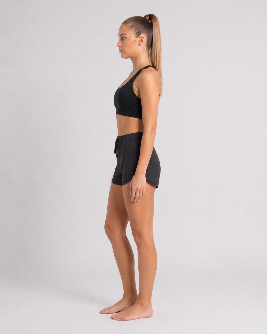 New York Laundry Women's 3-Inch Running Shorts with Drawstring Waistband and Pockets, Charcoal Heather