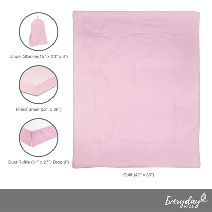 Everyday Kids Pink 4 Piece Crib Bedding Set