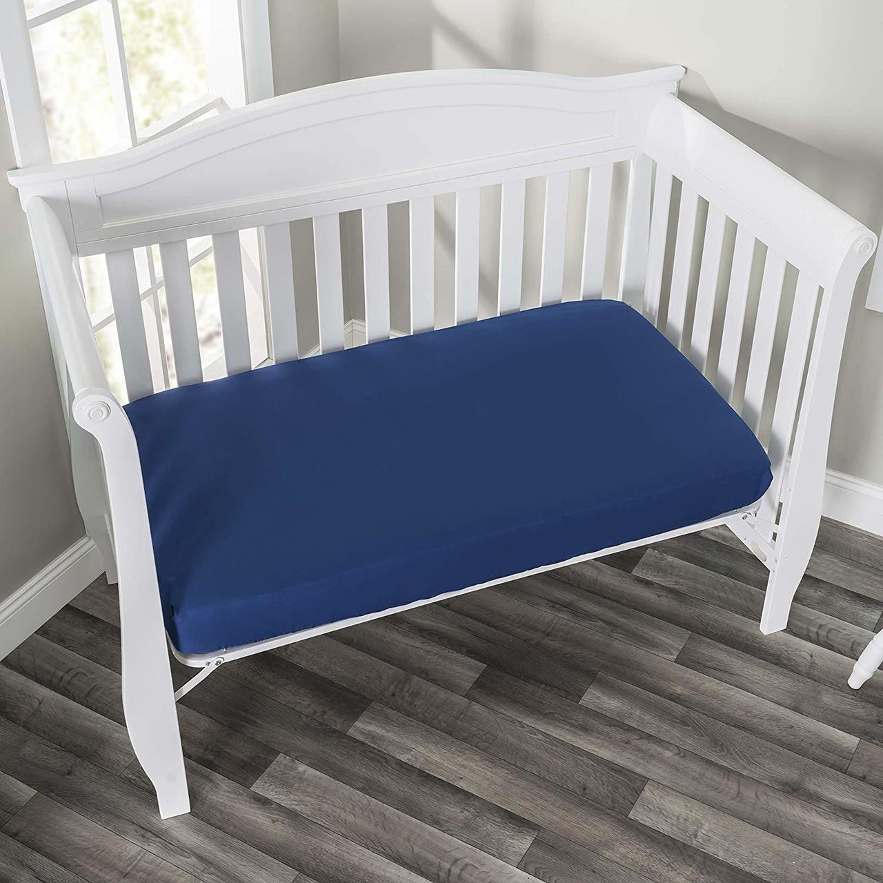 Everyday Kids 2-Pack Fitted Crib Sheets - White/Navy