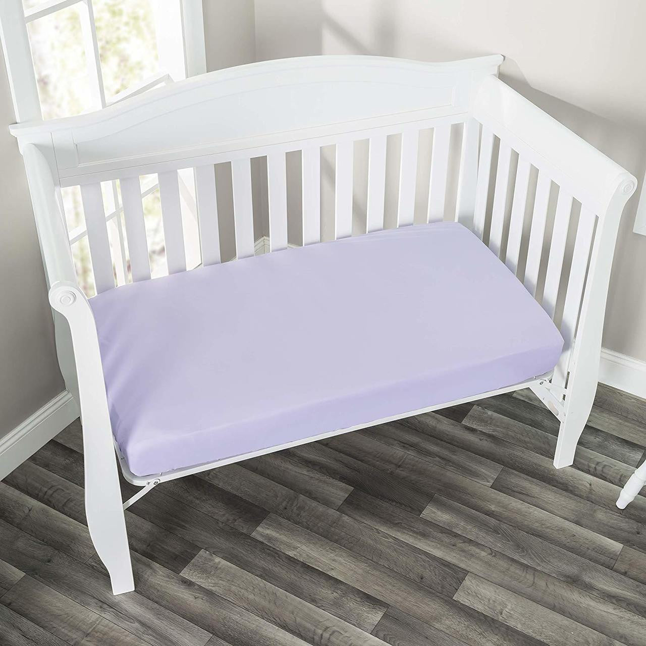 Everyday Kids 2-Pack Fitted Crib Sheets - White/Lavender